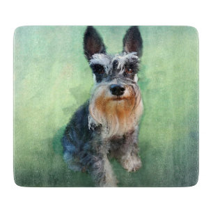 Miniature Schnauzer Dog Water Color Art Painting Cutting Board