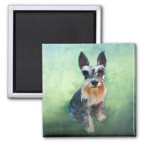 Miniature Schnauzer Dog Water Color Art Painting Magnet