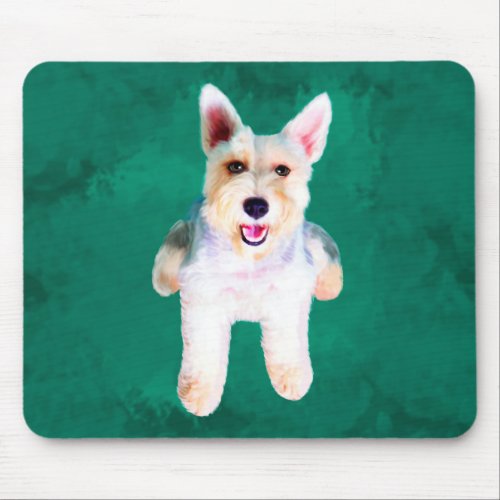 Miniature Schnauzer Dog Water Color Art Painting Mouse Pad