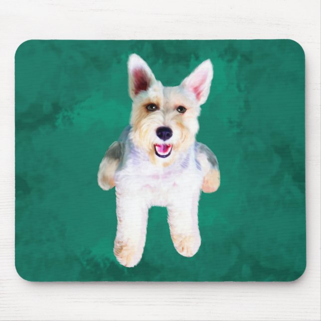 Miniature Schnauzer Dog Water Color Art Painting Mouse Pad (Front)