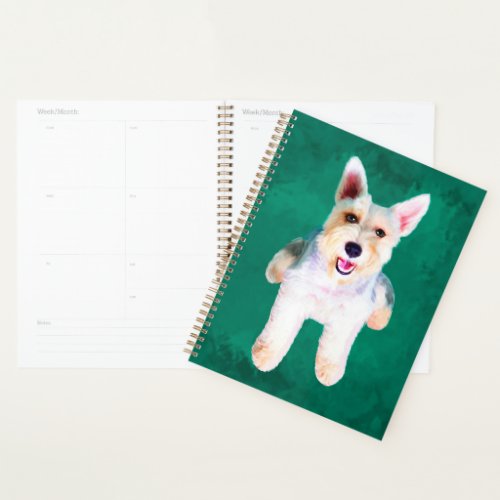 Miniature Schnauzer Dog Water Color Art Painting Planner