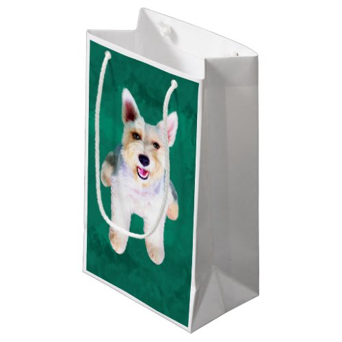 Miniature Schnauzer Dog Water Color Art Painting Small Gift Bag