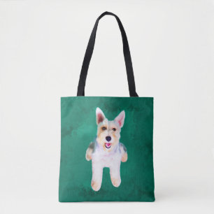 Miniature Schnauzer Dog Water Color Art Painting Tote Bag
