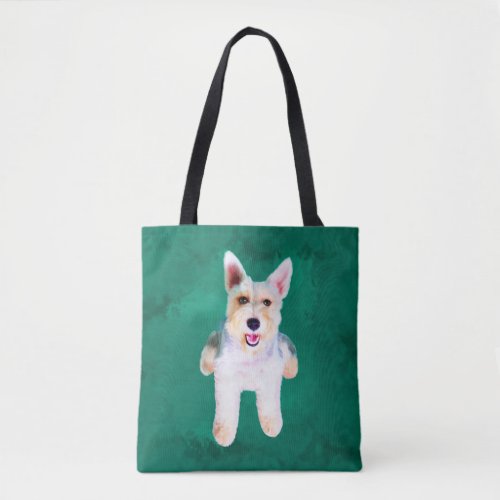 Miniature Schnauzer Dog Water Color Art Painting Tote Bag