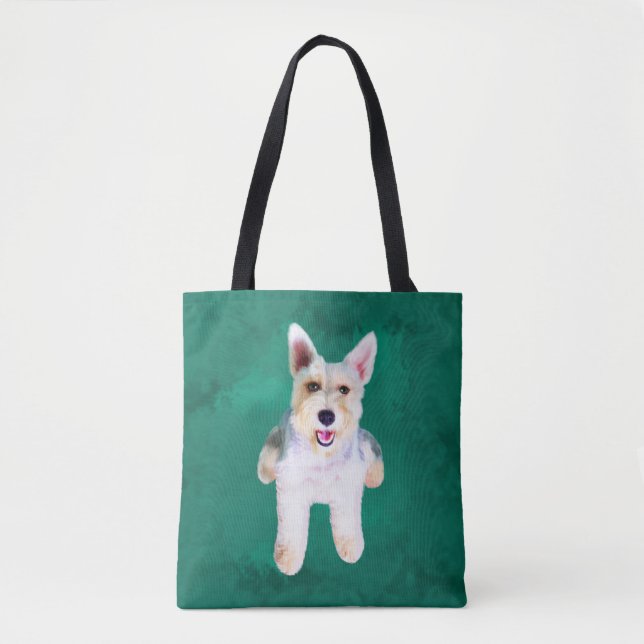 Miniature Schnauzer Dog Water Color Art Painting Tote Bag (Front)