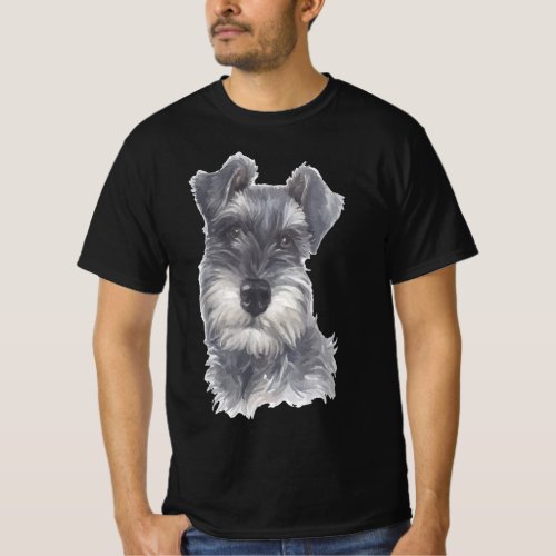 Miniature Schnauzer Dog _ Watercolor Art Dog Gift T_Shirt