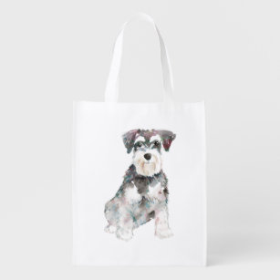 Miniature Schnauzer dog watercolors illustration Grocery Bag