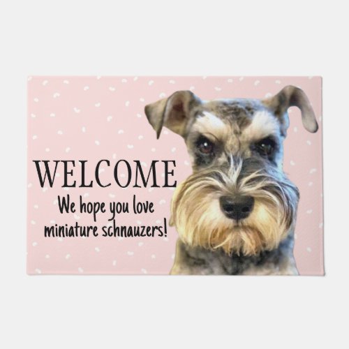 Miniature Schnauzer Dog Welcome Puppy Pink Funny Doormat