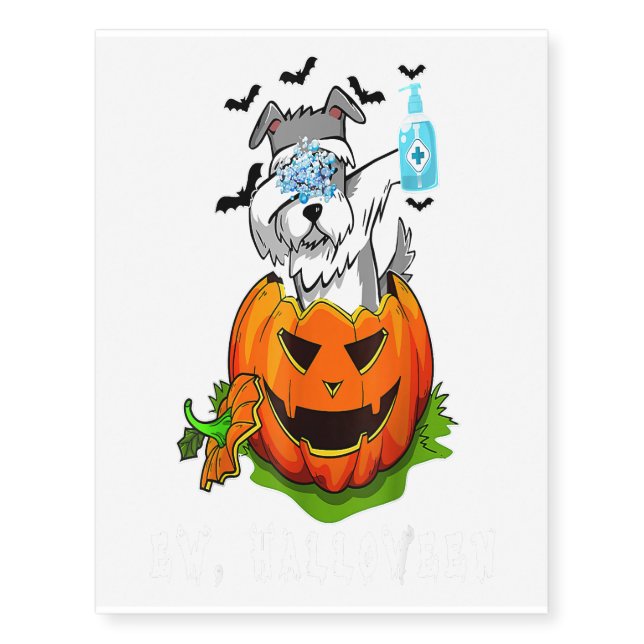 Miniature Schnauzer Ew Halloween Pumpkin Washing Temporary Tattoos (Front)