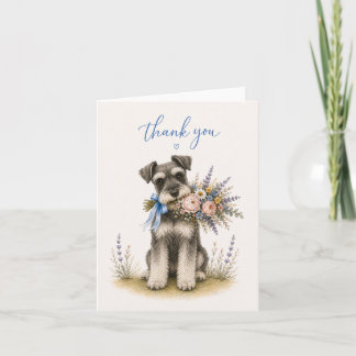 Miniature Schnauzer Flower Bouquet Thank You Card