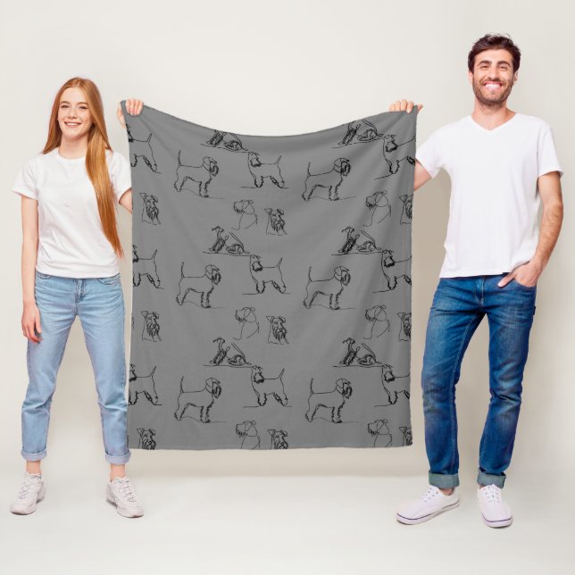 Miniature Schnauzer Gray Fleece Blanket (In Situ)