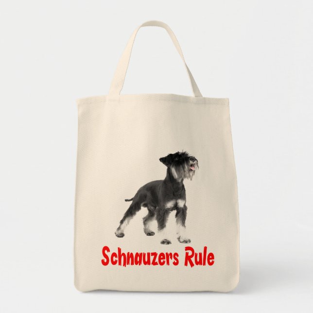 Miniature Schnauzer Gray Puppy Dog Red Love Tote (Front)