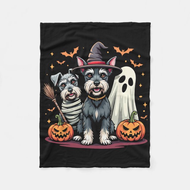 Miniature Schnauzer Halloween Costume Mummy Witch  Fleece Blanket (Front)