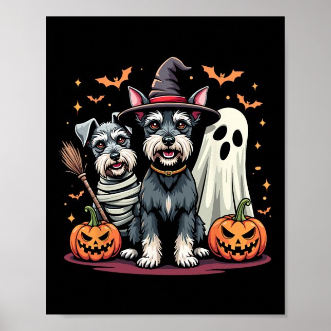 Miniature Schnauzer Halloween Costume Mummy Witch  Poster (Front)