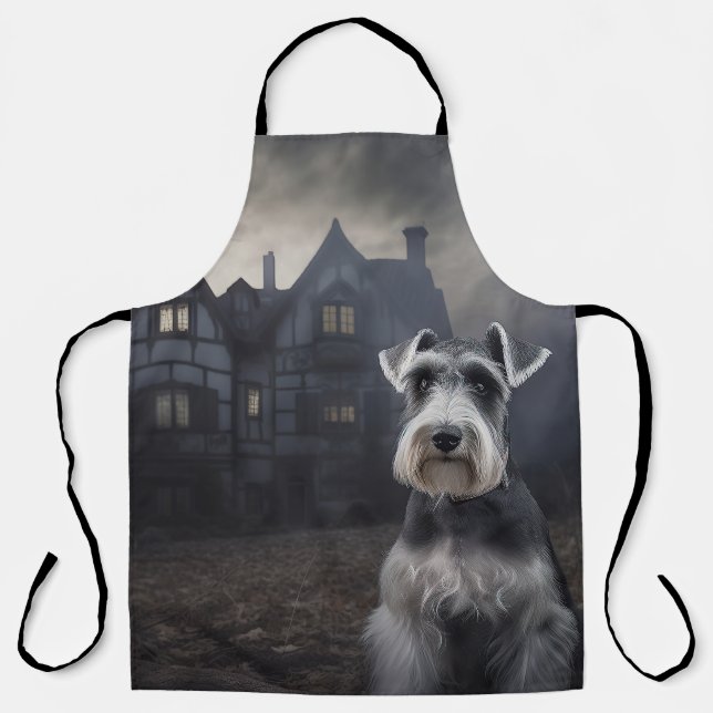 Miniature Schnauzer Halloween Scary Apron (Front)