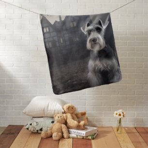 Miniature Schnauzer Halloween Scary Baby Blanket