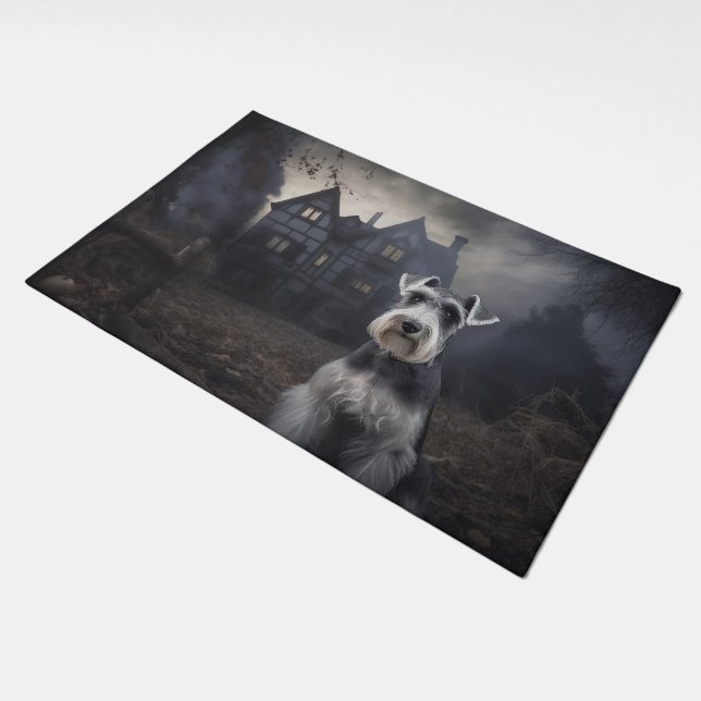 Miniature Schnauzer Halloween Scary Doormat (Angled)