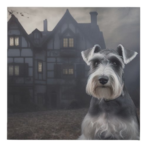 Miniature Schnauzer Halloween Scary Faux Canvas Print