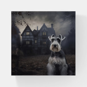 Miniature Schnauzer Halloween Scary Paperweight