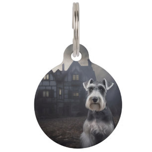 Miniature Schnauzer Halloween Scary Pet ID Tag