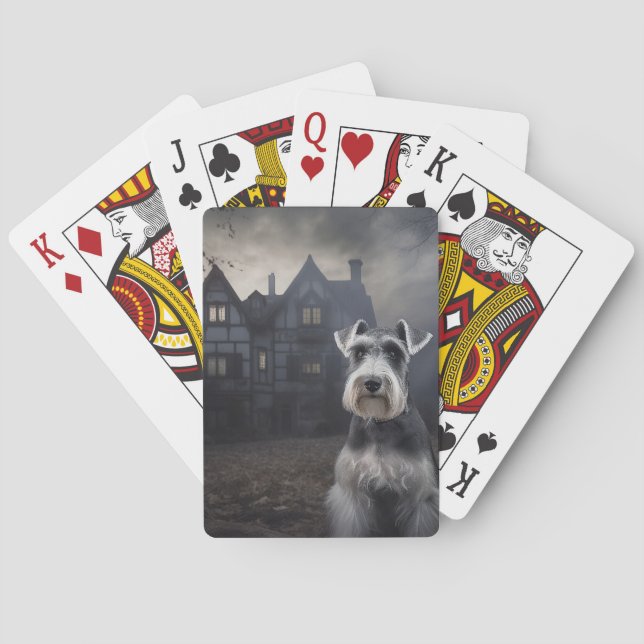 Miniature Schnauzer Halloween Scary Poker Cards (Back)