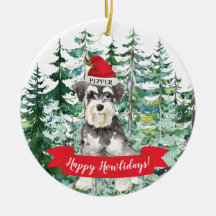 AD-S67uSL Schnauzer Dog-Love Photo Slate Christmas Gift Ornament 