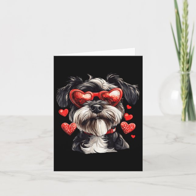 Miniature Schnauzer Heart Gles Valentines Day Dog Card (Front)