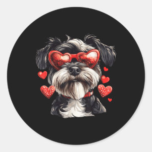 Miniature Schnauzer Heart Gles Valentines Day Dog Classic Round Sticker