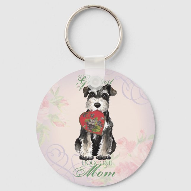 Miniature Schnauzer Heart Mom Keychain (Front)