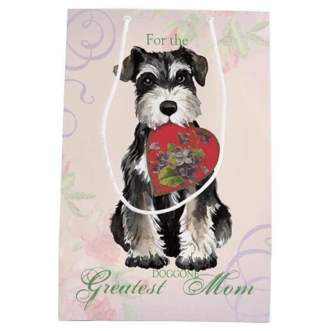 Miniature Schnauzer Heart Mom Medium Gift Bag (Back)