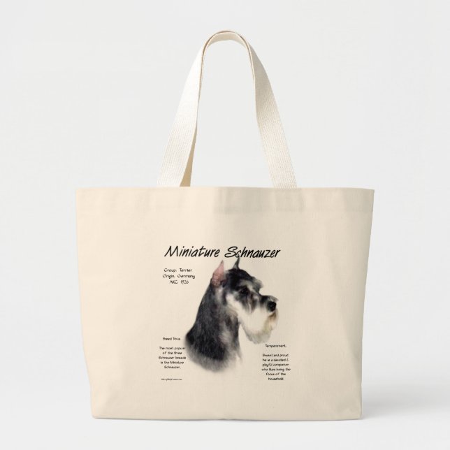 Miniature Schnauzer History Design Large Tote Bag (Front)