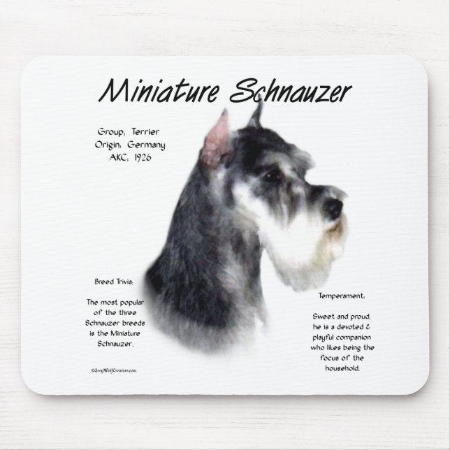 Miniature Schnauzer History Design Mouse Pad (Front)