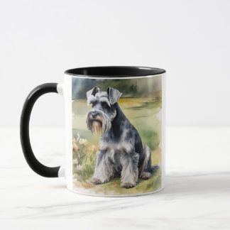 Miniature Schnauzer in the garden - Watercolor Mug