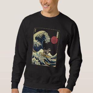 Miniature Schnauzer Japanese Kanagawa Wave  Surf D Sweatshirt