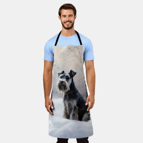 Miniature Schnauzer Let It Snow Christmas Apron