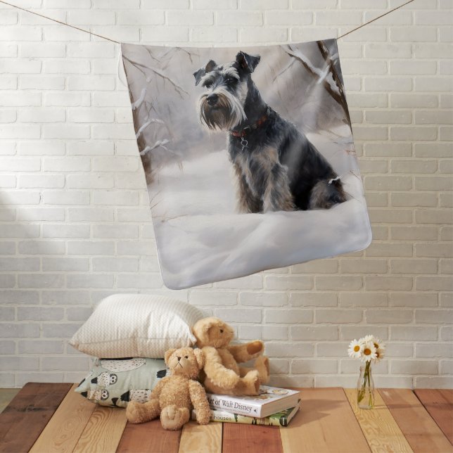 Miniature Schnauzer Let It Snow Christmas Baby Blanket (In Situ)