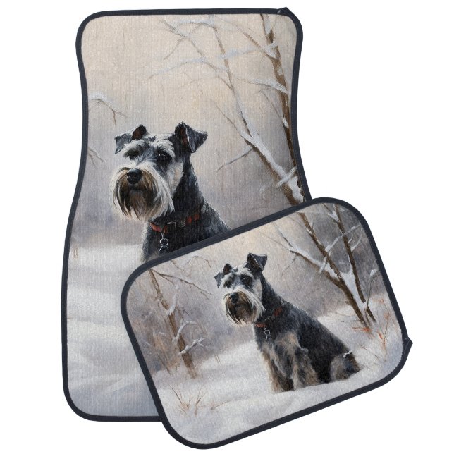Miniature Schnauzer Let It Snow Christmas Car Floor Mat (Set)
