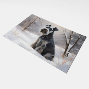 Miniature Schnauzer Let It Snow Christmas Doormat