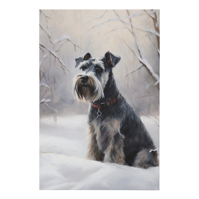 Miniature Schnauzer Let It Snow Christmas Faux Canvas Print (Front)