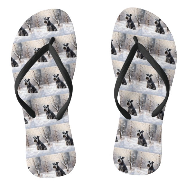 Miniature Schnauzer Let It Snow Christmas Flip Flops (Footbed)