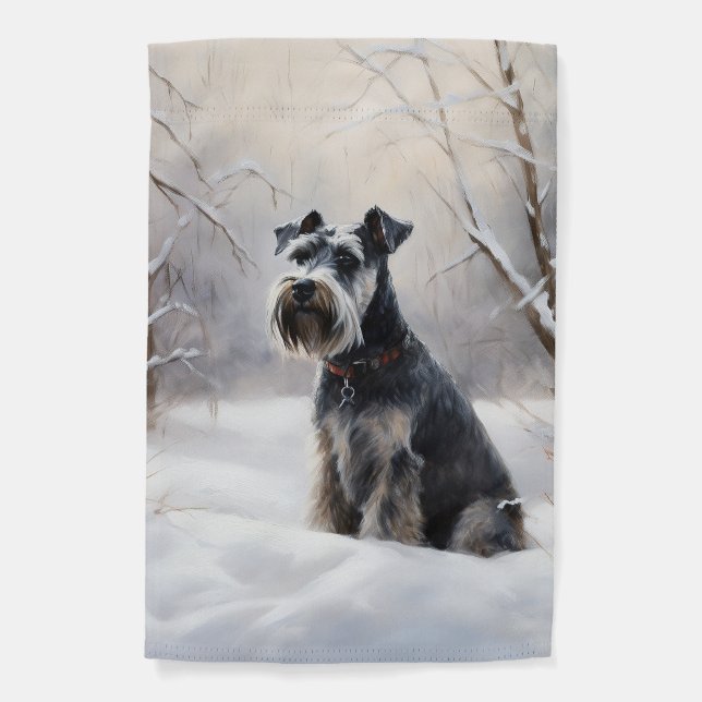 Miniature Schnauzer Let It Snow Christmas Garden Flag (Front)