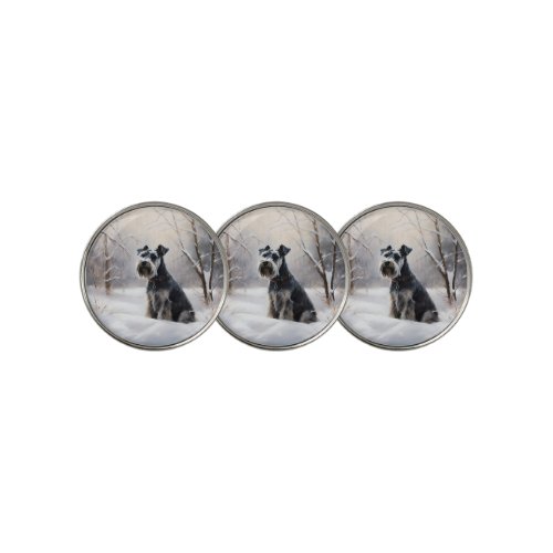 Miniature Schnauzer Let It Snow Christmas Golf Ball Marker