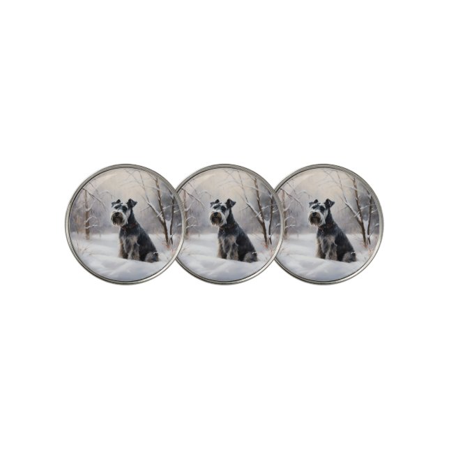 Miniature Schnauzer Let It Snow Christmas Golf Ball Marker (3 Up)