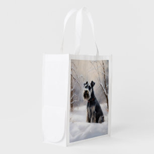 Miniature Schnauzer Let It Snow Christmas Grocery Bag