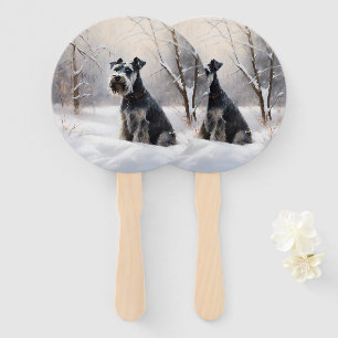 Miniature Schnauzer Let It Snow Christmas Hand Fan