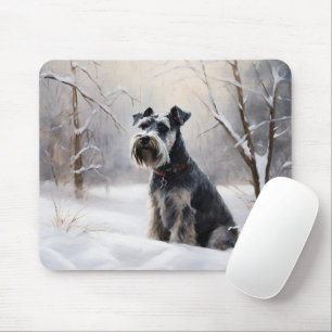 Miniature Schnauzer Let It Snow Christmas Mouse Pad