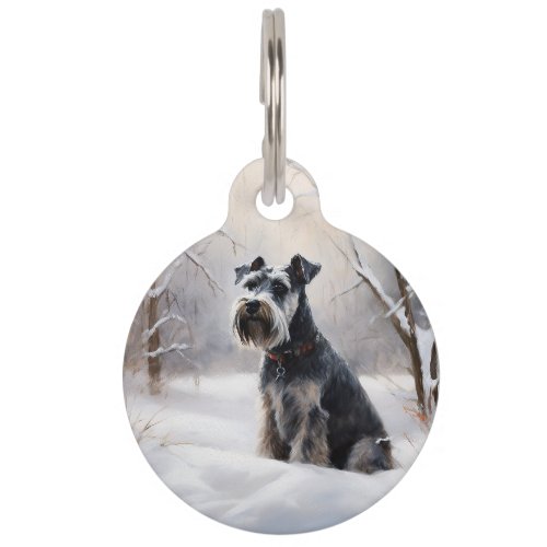 Miniature Schnauzer Let It Snow Christmas Pet ID Tag