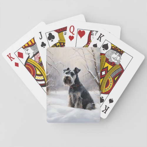 Miniature Schnauzer Let It Snow Christmas Poker Cards