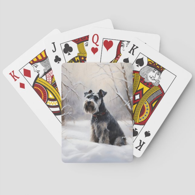 Miniature Schnauzer Let It Snow Christmas Poker Cards (Back)