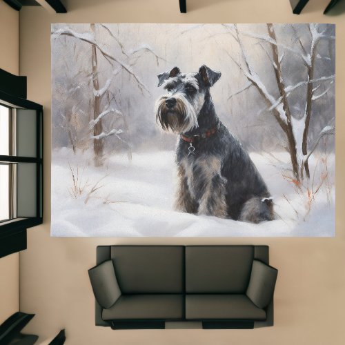 Miniature Schnauzer Let It Snow Christmas Rug